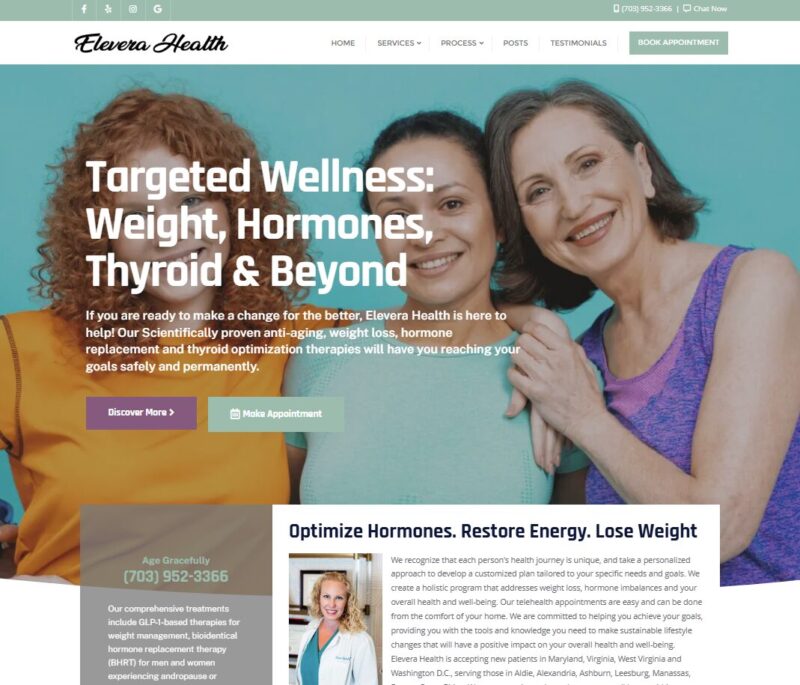 Elevera Health website home page