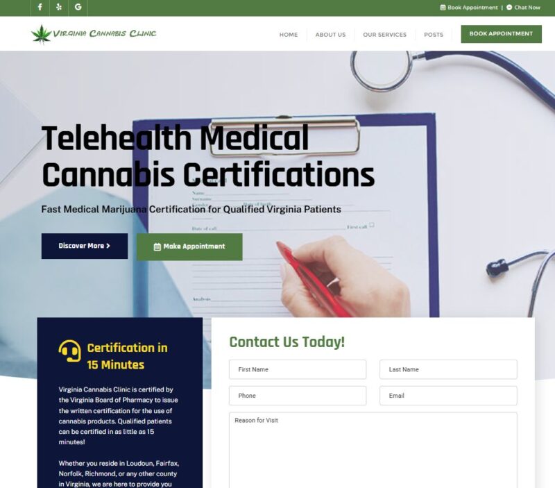 Virginia Cannabis Clinic website home page